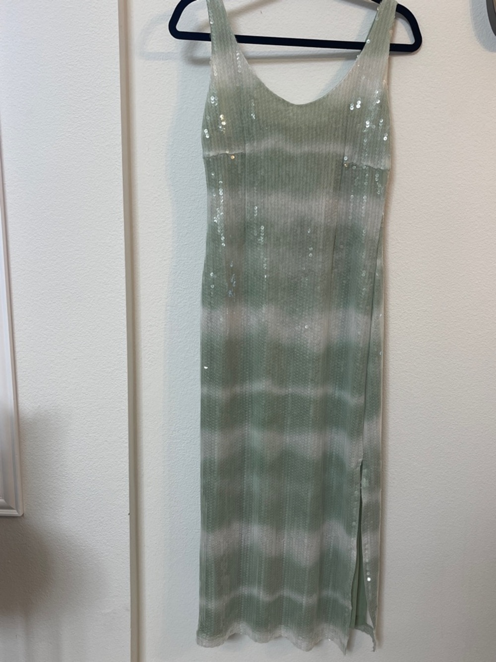 Caroline Constas Mint Green Ombré Sequin Midi Slip Dress ~  XS